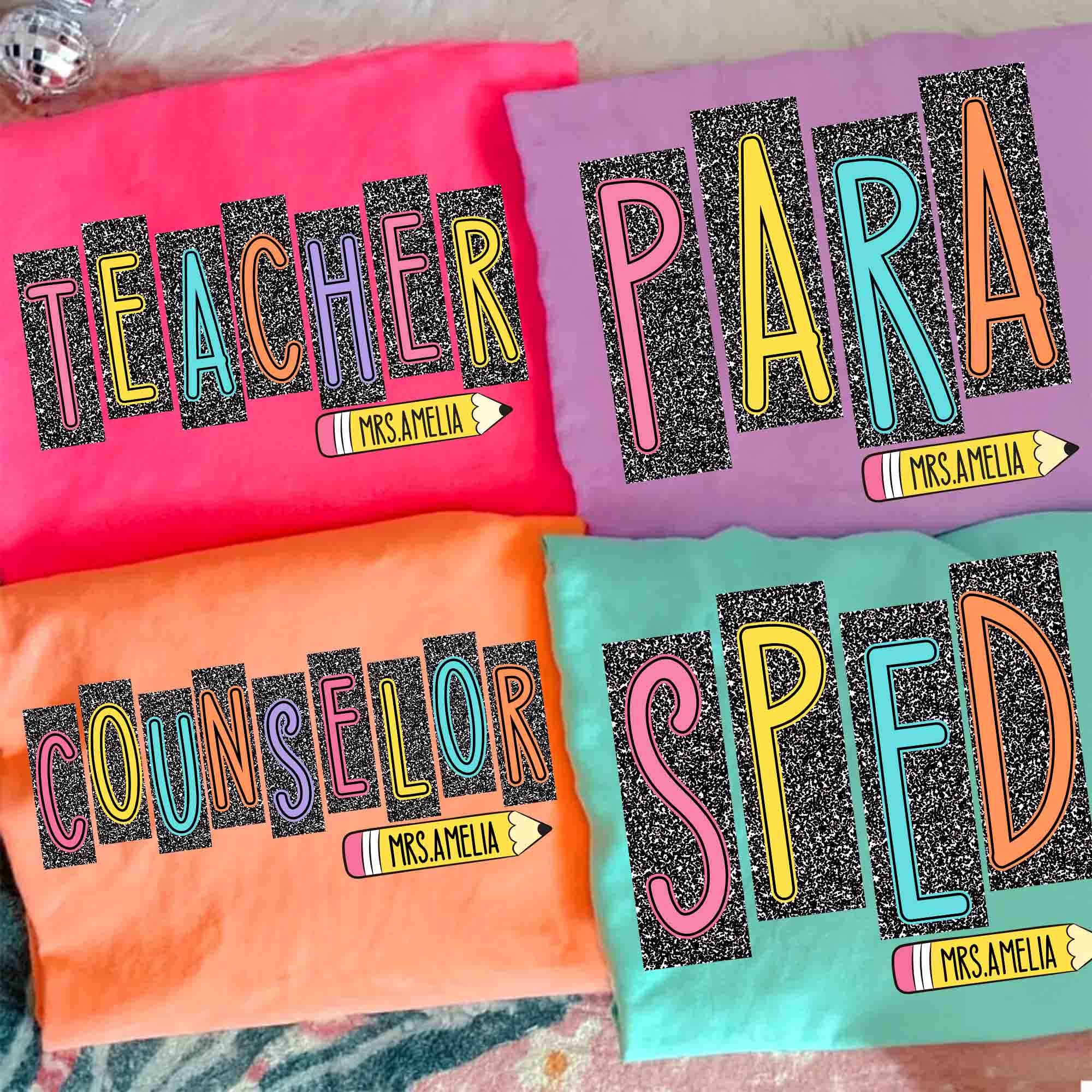 School Occupation PNG Bundle, Preppy First Day of School Daisy Floral Girly Png, Back to School Teacher Sped Para Counselor, Drawn