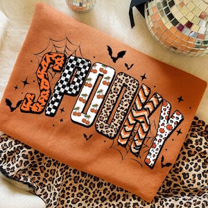 Retro Halloween Spooky Custom Png, Personalized Halloween Leopard Checkered Fall, Spooky png, Halloween Girly png, Fall png, Sublimation png
