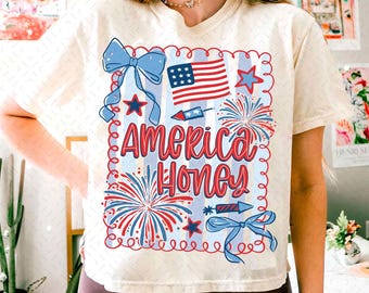 American Honey Coquette Png, Preppy 4th of July PNG, Girly Memorial Day Png, Vintage USA Png, Independence Day png, Land of the Free