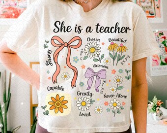 Maestra Boho Floral Png, Maestra Preppy Png, Maestra Coqueta Png, Regalo de Agradecimiento a la Maestra, Maestra Retro Png, Flores Silvestres para Maestra