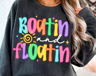 Preppy Boatin und Floatin Png, Sommer See Neon, See Leben Png, schwimmender Fluss PNG, Urlaub Png, See Vibes Png, Boot Leben Designs