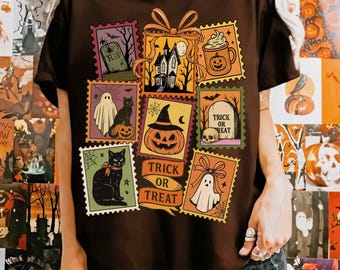 Fantôme de chat d'Halloween vintage, Png chemise girly Halloween, Esthétique automne preppy, Halloween Png, Png tendance de la saison effrayante, Spooky Mama png thumbnail