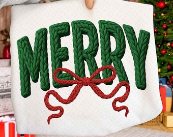 Merry Christmas Crochet Png, Latch Hook Yarn Yarn Png, Crochet Christmas Quote Png, Cozy Handmade Faux Yarn Art, Holiday Coquette Png
