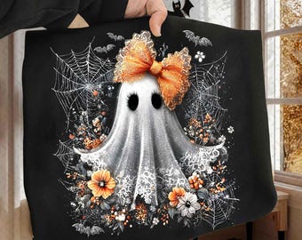 Fantasma de encaje retro de Halloween (Png), Boo en Boojee (Png), Lazo de encaje coqueto de Halloween (Png), Halloween femenino (Png), Camiseta fantasma de Boo (Png)