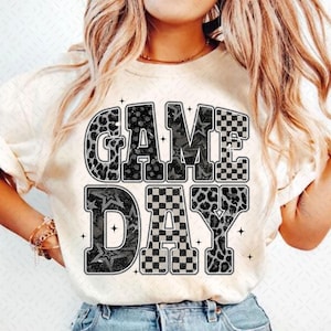 Gameday PNG, Retro Football png, Football Mom png, Football Shirt Png, Checkered Star Football shirt sublimation, Game Day Digital Download