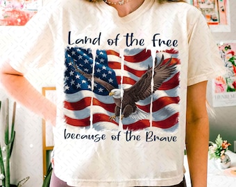 America Land Of The Free Because Of The Brave PNG, 4th of July PNG, Patriotic png, Independence Day png, american flag eagle png