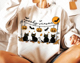 Spooky Season Png, Black Cat Pumpkin Png, Fall Pumpkin Png, Halloween Shirt Design Png, Retro Halloween Png, Black Cat Sublimation Design