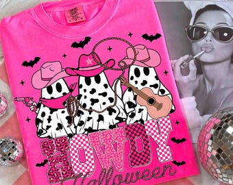 Fantôme d'Halloween cow-boy rose Png, Western Halloween png, Fantôme de saison effrayante BCBG png, Cowgirl automne png, Fantômes de cow-girl d'Halloween png