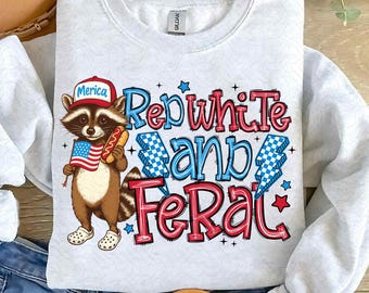 Rood, wit en wild png, shirt grappig wasbeer png, grappig VS png, trendy 4 juli png, Merica png, wasbeer png, ontwerp van de Amerikaanse vlag, ontwerp met Amerikaanse vlag