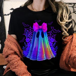 Gothic Lace Ghost Png,Gothic Halloween Neon Flowers Png,Halloween Sublimation Design,Spooky Ghost Png,Fall Coquette Bow Sweatshirt Design