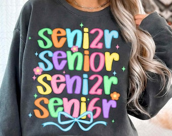 Preppy Senior 2026 PNG, Diseño floral de camiseta de graduación de la clase de 2026, Sublimación de coqueta para senior, Png digital retro colorido para senior femenino