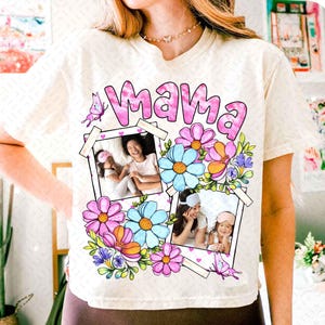 Custom Mama Kids Photo Png, Mothers Day Png, Add Photos, Mom Floral Coquette Bow Png, Flowers, Hand drawn, Gift For Mom, Sublimation Design