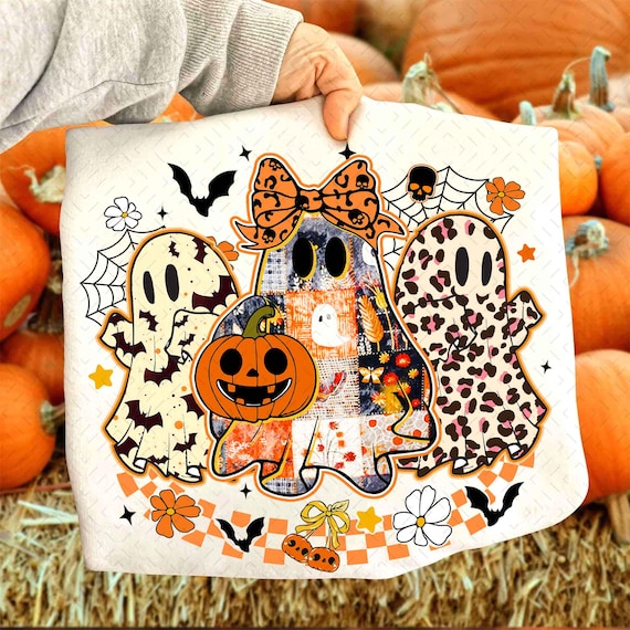 Trendy Floral Leopard Pumpkin Ghost PNG, Halloween Girly Ghost Sublimation, Retro Checkered Ghosts PNG, Cute Spooky Fall Shirt Design
