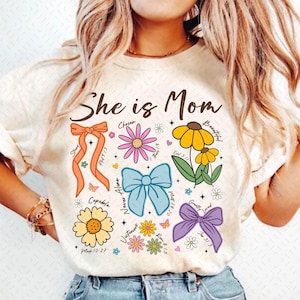 She is Mom Coquette Png, Christian Mama Png, Boho Floral Mama Png, Mom Png, Mother’s Day Gift Png, Wildflower Mama Png, Bible Verses Png