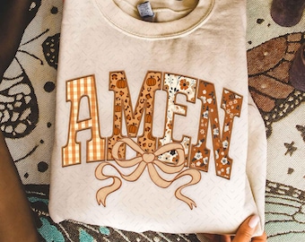Amen Faux embroidery png, Amen Fall PNG, Fall Jesus png, Fall Faith png, Christian Autumn shirt, Vintage Bible Verses png, Thanksgiving png