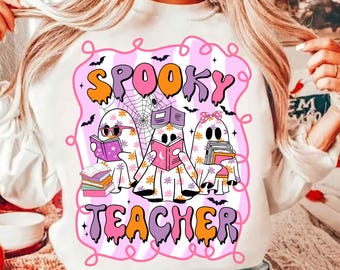 Teacher Halloween Png, Preppy Halloween Teacher Pencil Png, Trick or Teach Png, Halloween Png, Teacher Ghost Shirt Png, Halloween Shirt Png