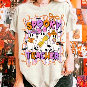 Teacher Halloween Png, Preppy Halloween Teacher Pencil Png, Trick or Teach Png, Halloween Png, Teacher Ghost Shirt Png, Halloween Shirt Png
