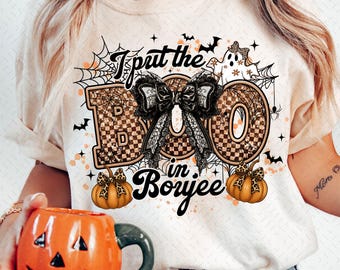 I Put The Boo in Boujee Png, Coquette Halloween PNG, Fall png, Spooky Season Png, Pumpkin Png, Halloween Mama Png, Sublimacja TShirt Design