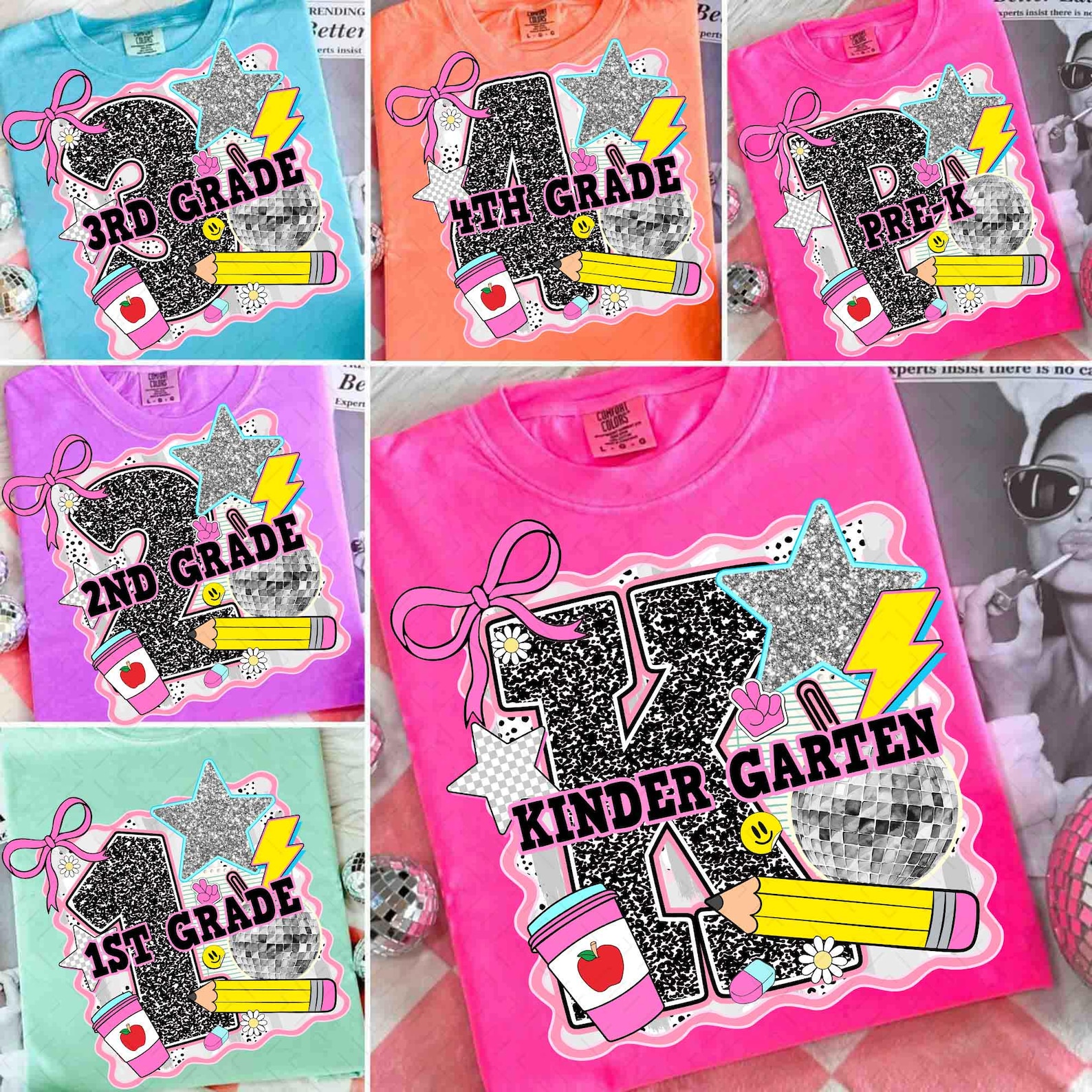 Preppy Back to School Bundle PNG, Coquette Teacher First Day of School ...