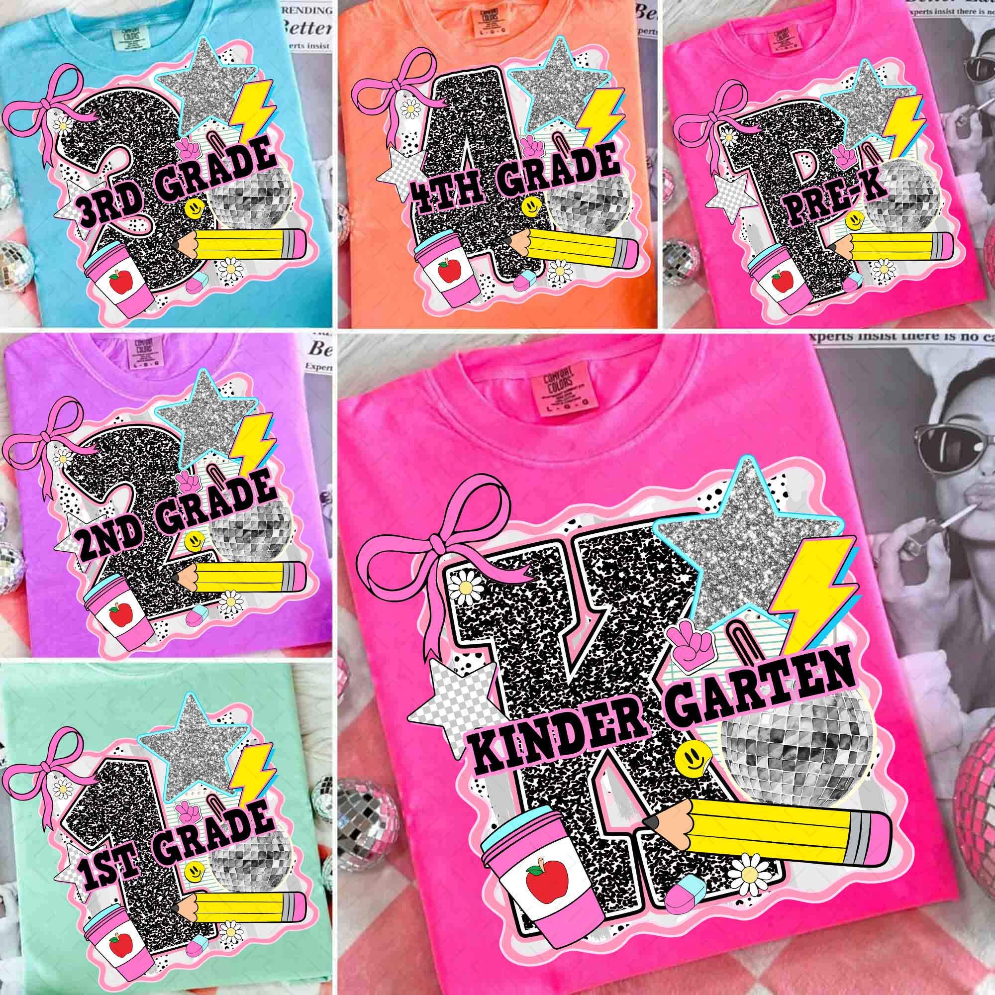 Preppy Back to School Bundle PNG, Coquette Teacher First Day of School Shirt Design, Girly Pencil Back To School, Pre-k 1st/2nd/3rd Grade