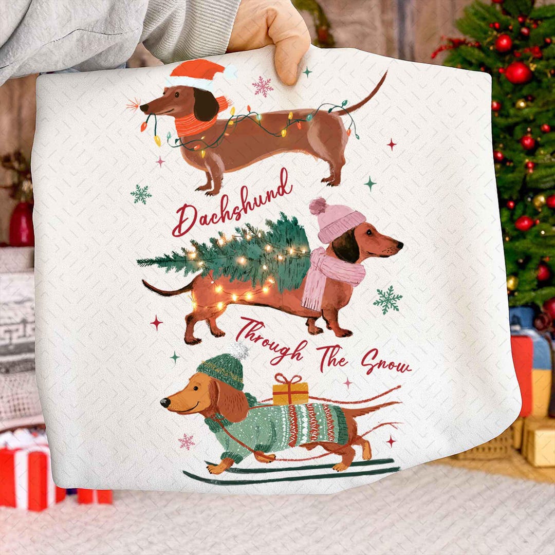 Dachshund Through the Snow Png, Merry Christmas Dachshund Dog, Retro ...