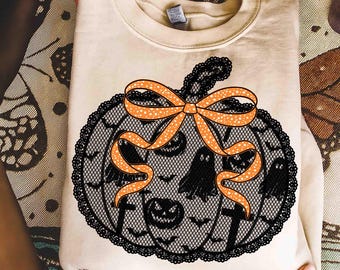 Black lace pumpkin coquette PNG, Halloween Pumpkin fall png, pumpkin season png, Halloween png, lace pumpkin png, Pumpkin Cherries png Girly