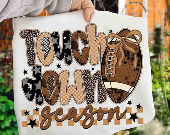 Touchdown Season Png, Fall Football Png, Football Game Day Png, Football Mama Png, Checkered Football Bow Png, Sport Png, Tis The Season Png