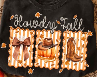 Retro Western Fall Png, Howdy Pumpkin Coquette Bow Png, It's Fall Y'all Png, Fall Cowboy Boots Png, Retro Fall Autumn Png, Country Fall Png