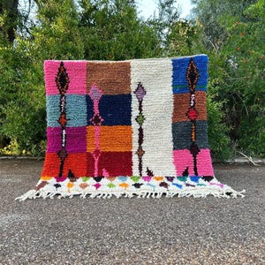 Handmade Moroccan Beni Ourain Rug – rug for living room modern - pink rug - morrocan colorful rug berber wool rug, Authentic Rug, chaggy rug