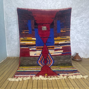MOROCCAN AREA rug blue, boho brown rug, distinctive beni ourain rug, moroccan rug, custom rug, handmade wool rug, Beni ourain rug
