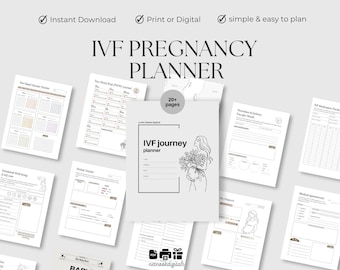 Planificador de FIV imprimible, diario de embarazo de FIV, planificador de seguimiento de fertilidad, anuncio de planificador de diario de embarazo, organizador de infertilidad en formato PDF