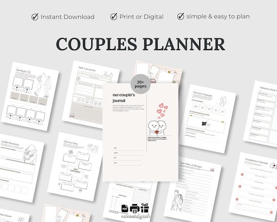 Couples Planner Journal Printable, Relationship Journal Challenge Prompts, Couples Binder Therapy, Date night journal, the story of us pdf