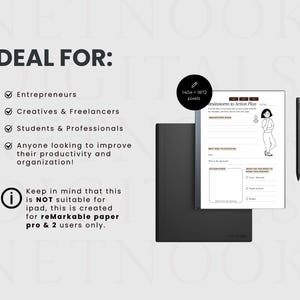 reMarkable Paper Pro Planner, Minimalist Productivity Brainstorming Planner Bundle, Hyperlinked, A5 size, reMarkable Template