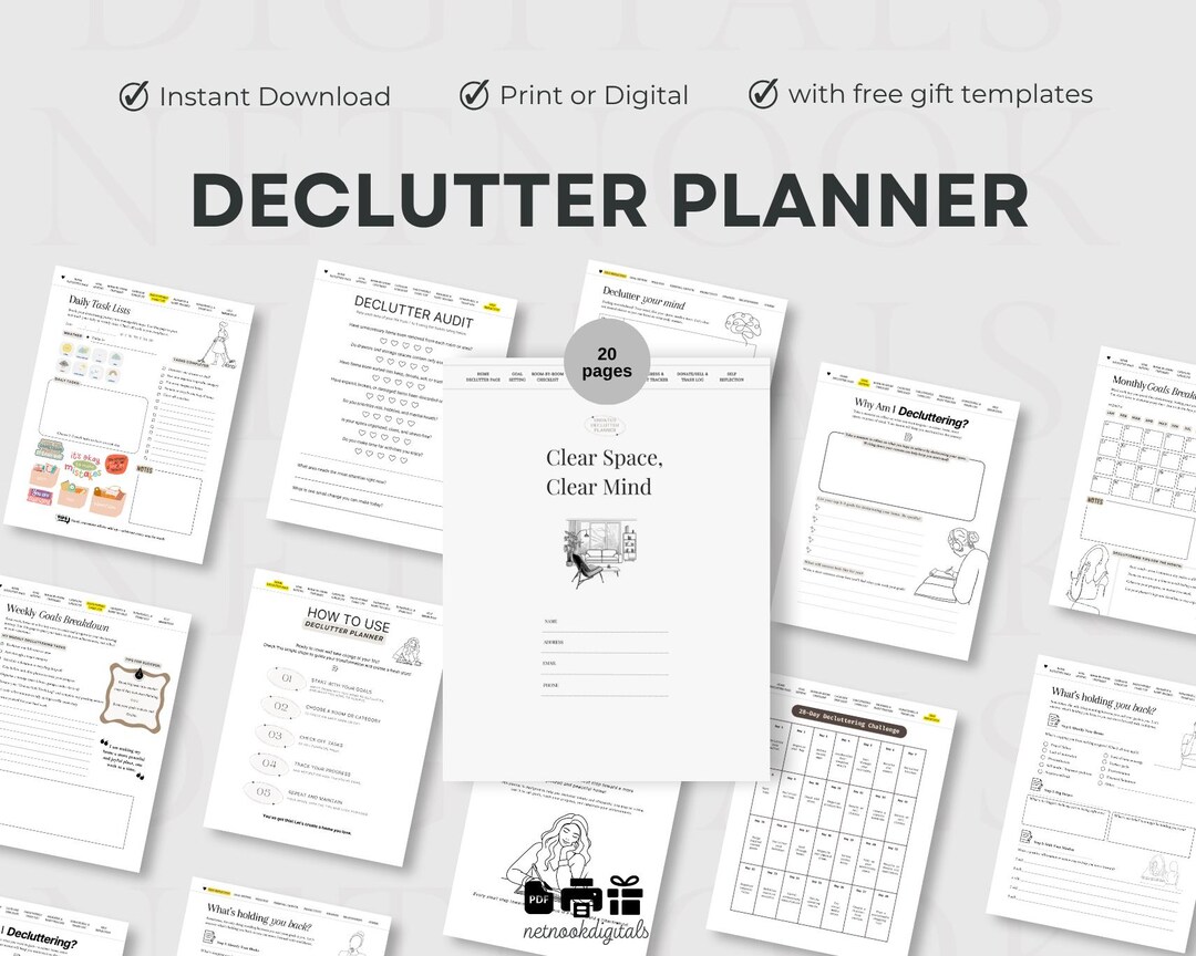 30 Days Declutter Challenge Planner Printable,konmari Decluttering ...