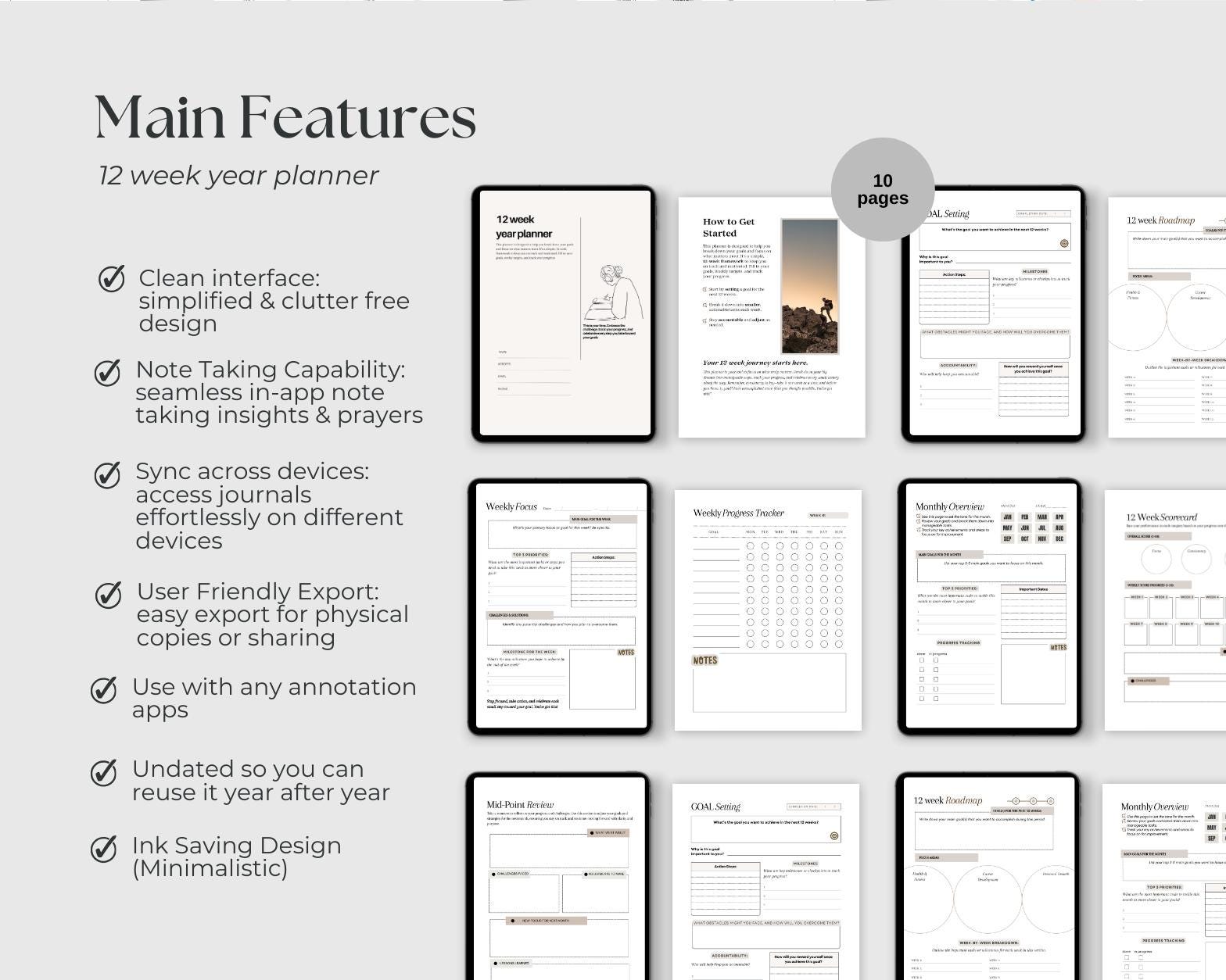 12 Week Year Planner Template Printable 90 Day Goal Planner Editable 12 ...