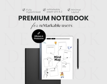 Remarkable Paper Pro Notebook, Linked Notebook voor Remarkable Paper Pro, Remarkable 2, Notitiesjablonen, Remarkable Sjablonen voor het maken van aantekeningen