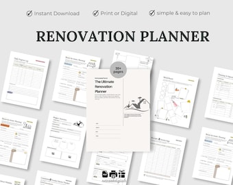 Home Renovation Planer Haushaltsplaner Putzplaner zum ausdrucken, Home Remodeling DIY, Haushalt Planer Ordner, Umzugsplaner pdf