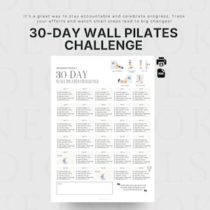 30 Day Challenge Wall Pilates Workout, Wall Exercise for Women, Flat Stomach Challenge, Core Strength, Instant Download, Printable, PDF