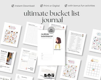 Bucket List Planner Journal Template, Wishlist Template Printable for Planner,  Digital Travel Bucket List Planner Couples, Life Goals Plan