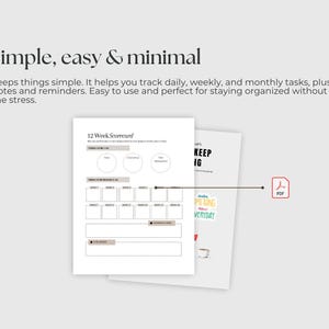 12 Week Year Printable Planner | PDF | Goal Worksheet | Tracker Template | Digital Goal Planner | 90 Day Planner