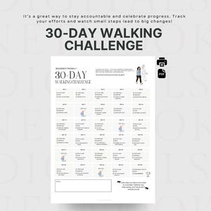 Sfida di camminata di 30 giorni stampabile / Planner digitale di camminata / Tracker mensile di camminata / Step up to Wellness / Diario di camminata giornaliero