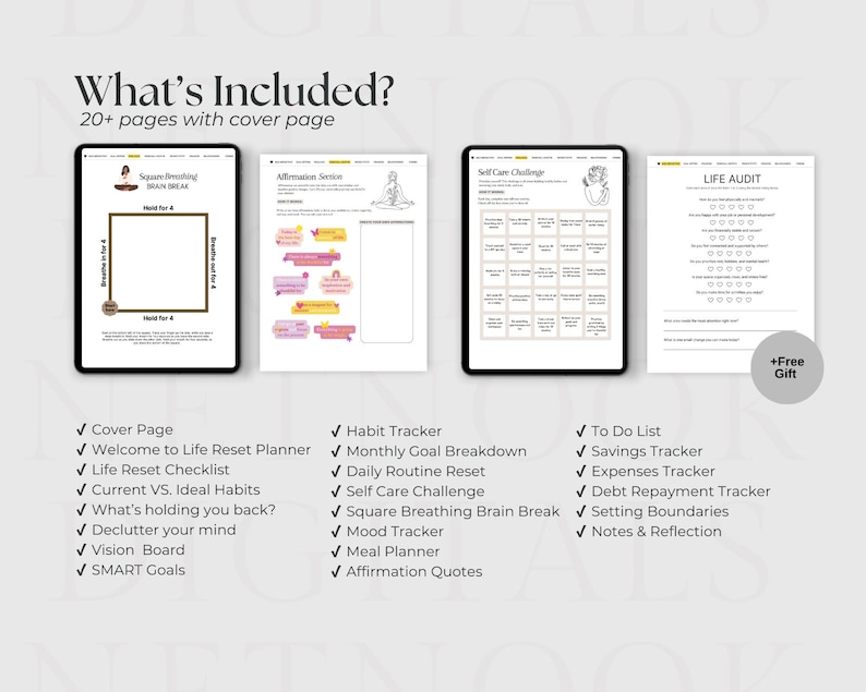 Life Reset Planner, Life Reset Checklist, Become THAT GIRL, Goal Setting, Life Purpose Planner, Self-Development Worksheets, Printable PDF