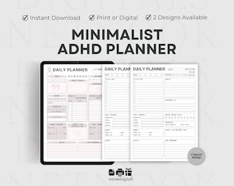 ADHD Daily Planner Printable, Hourly Planner, Organized Planner, ADHD Planner, Printable Planner, Downloadable Planner, Digital Planner