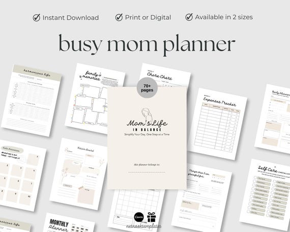 Busy Mom Planner, Household binder planner, Stay at home mom planner, Home Management, Family budget, new working mom planner, printable pdf