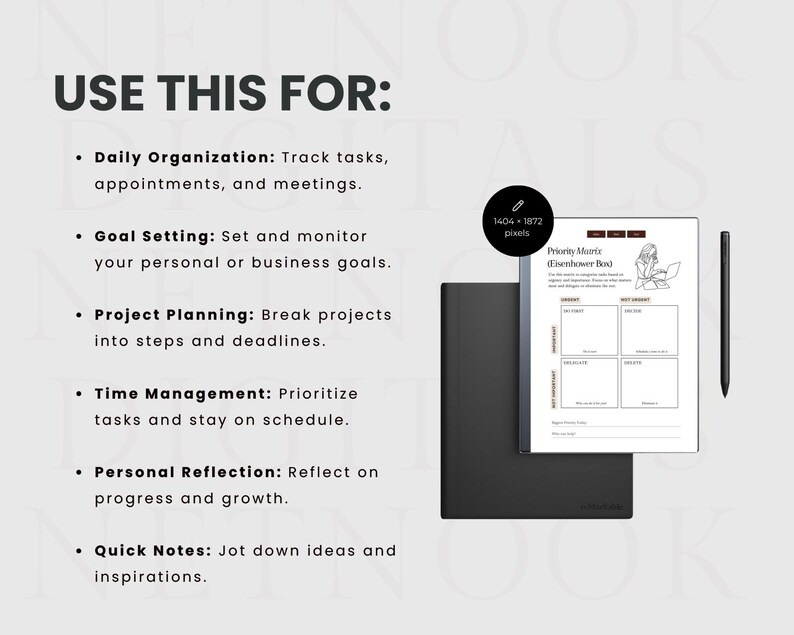 reMarkable Paper Pro Planner, Minimalist Productivity Brainstorming Planner Bundle, Hyperlinked, A5 size, reMarkable Template