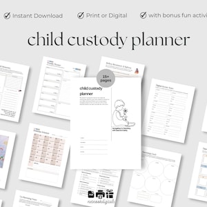 Binder opieki nad dzieckiem, Planer opieki do druku, Kalendarz współrodzicielstwa, Organizator dla samotnych rodziców, Śledzenie alimentów na dzieci, Dziennik walki o opiekę w USA