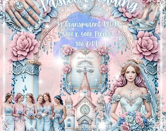 Watercolour Vintage Clipart Pastel Wedding-Transparent PNG-Bridal-Bride-Groom-Flowers-Beautiful-Romantic-Couple-Love-Roses-Church-Invitation