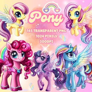Aquarell-Pony-Ponys-Kinderzimmer-Kinder-Kinder-Süß-Transparent PNG-Digital Art-Chibi Clipart-Baby Mädchen Zimmer-Schöne-Journal-Sticker
