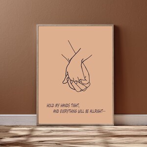 Holding Hands Print: Minimalist Couple Art, Romantic Quote (Digital Download)