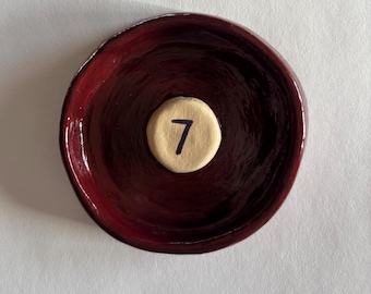 Handmade Air Dry Clay Pool Ball Dish: Billiard Decor
